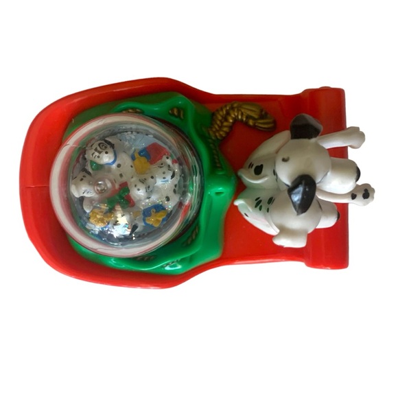 VTG 1996 Disney 101 Dalmatians Sleigh & Snowman Water Globe Toys xmas Ornaments - Picture 9 of 16